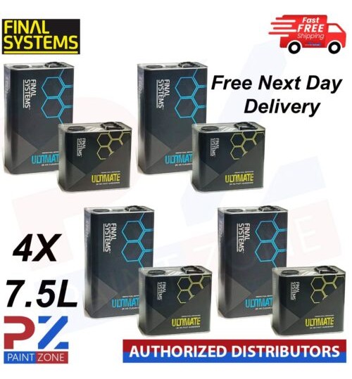 4X FINAL SYSTEMS ULTIMATE 2K HS CLEAR COAT LACQUER KIT 7.5LTR - FAST HARDENER